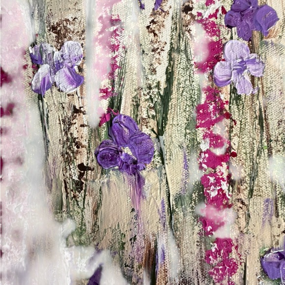 Original Artwork Acrylic’s On Canvas Wid Flowers Pink and Purple Accents 16 x 20 - Picture 6 of 11